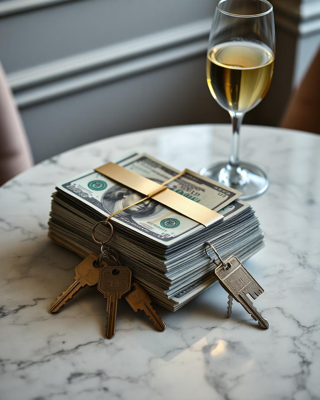 Gold keys on marble countertop